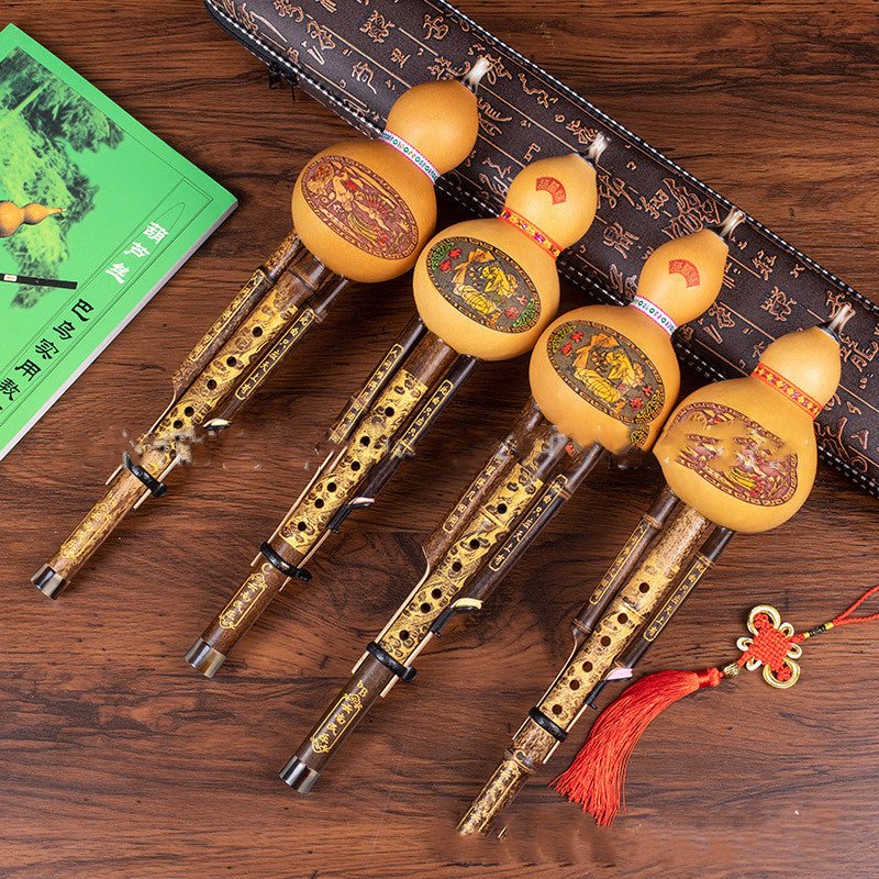 Artisan Purple Bamboo Hulusi (Traditional Gourd Flute)