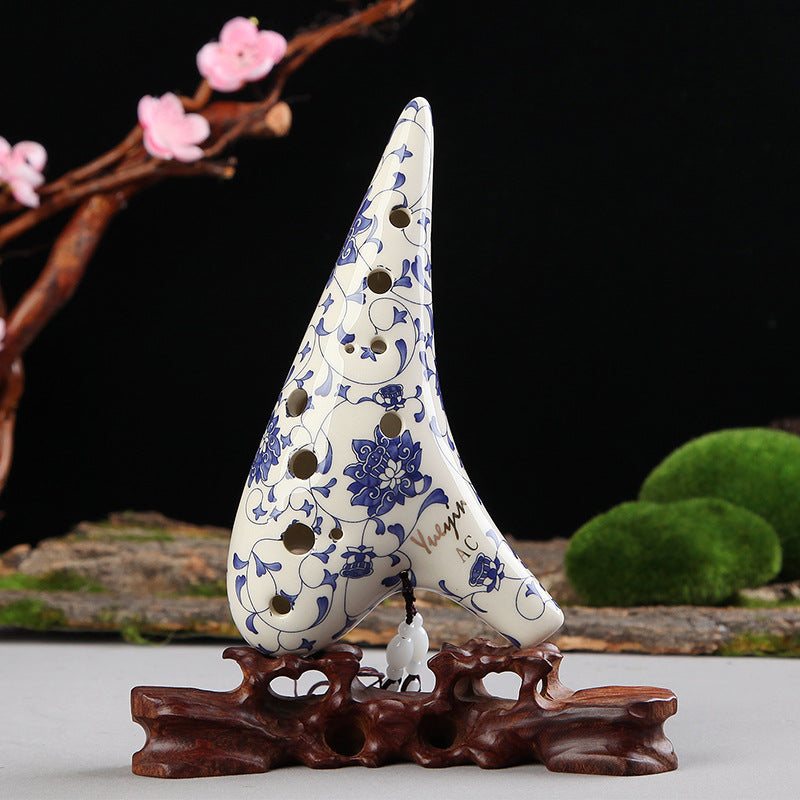 Imperial Blue & White 12-Hole Ocarina