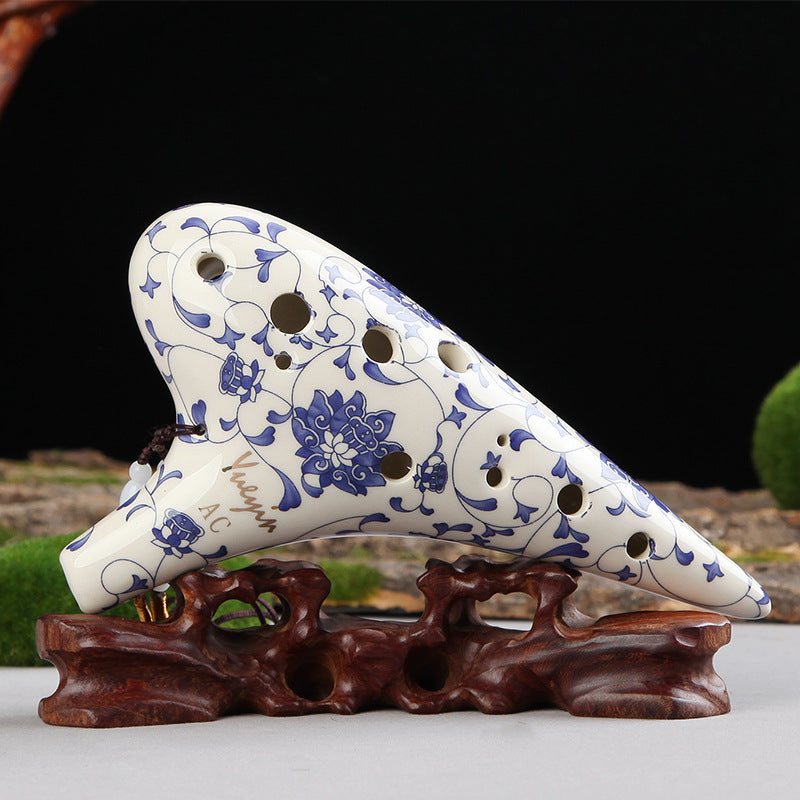 Imperial Blue & White 12-Hole Ocarina