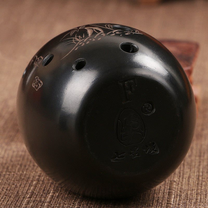 Artisan Hand-Engraved Ceramic Xun
