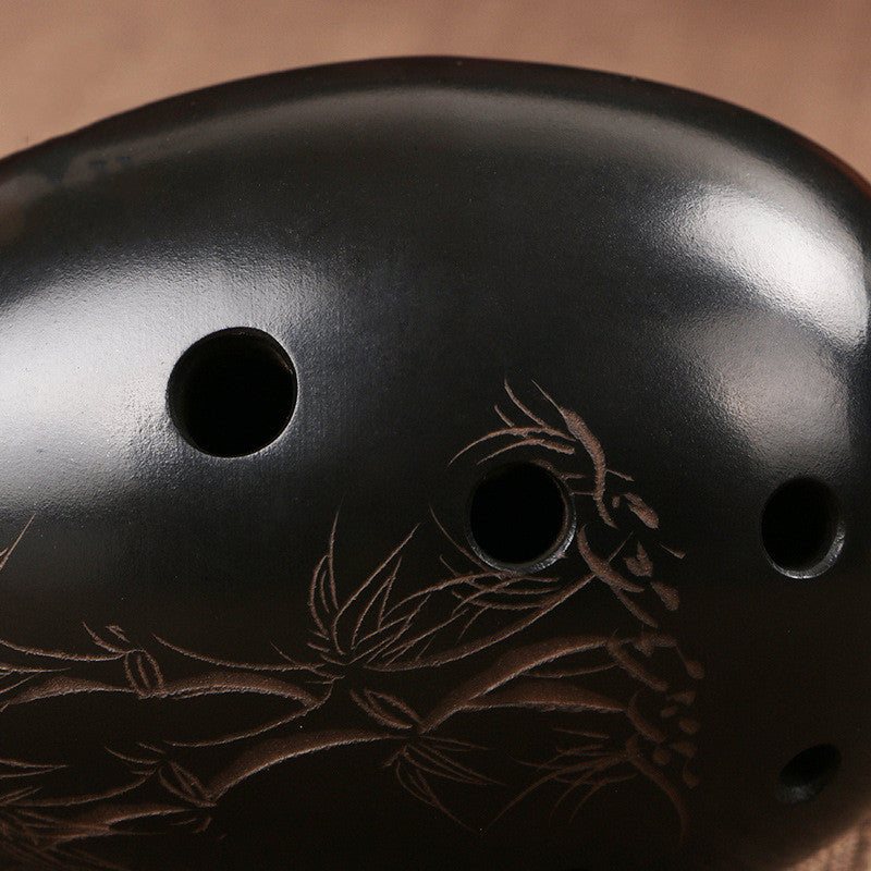Artisan Hand-Engraved Ceramic Xun